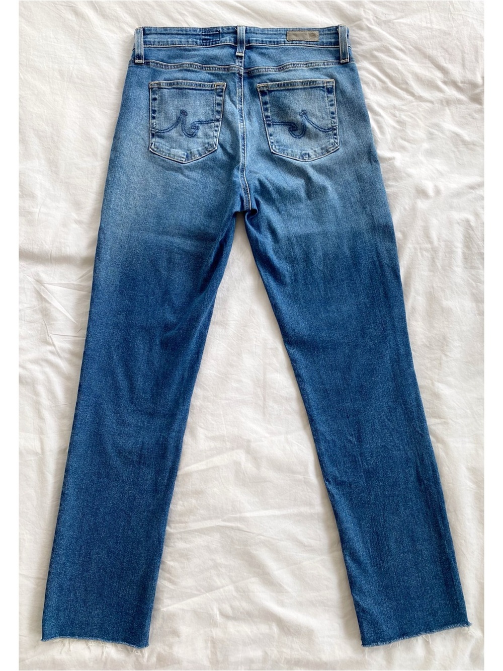 AG Adriano Goldschmied Mari Mid Rise Slim Straight Jeans Size 29 Raw Hem - Picture 3 of 8